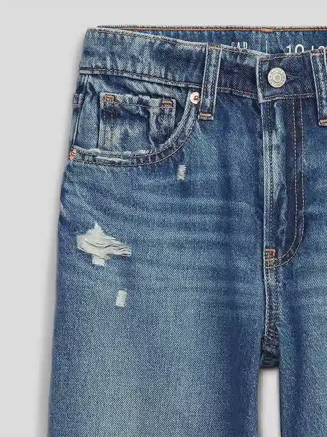 Jeans da bambino a vita bassa, gamba larga