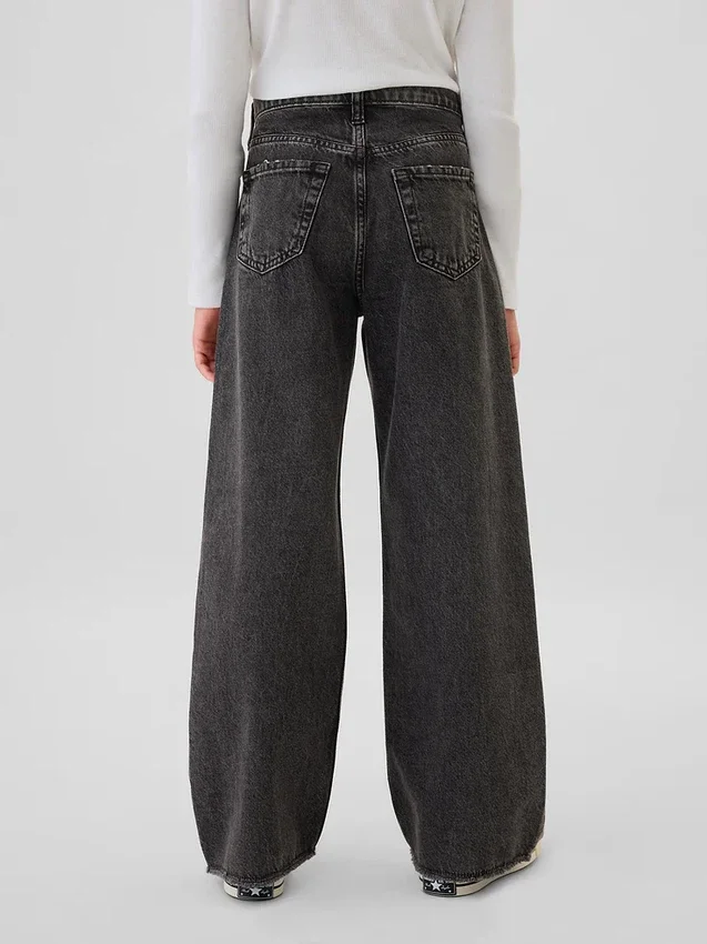 Jeans da bambino a vita bassa, gamba larga