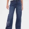 Jeans da bambino a vita bassa, gamba larga