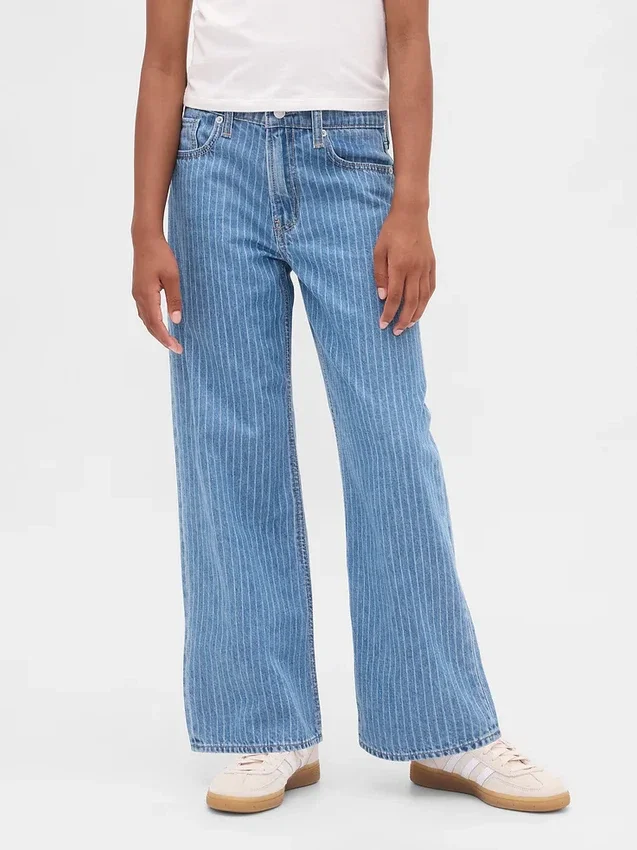 Jeans da bambino a vita bassa, gamba larga
