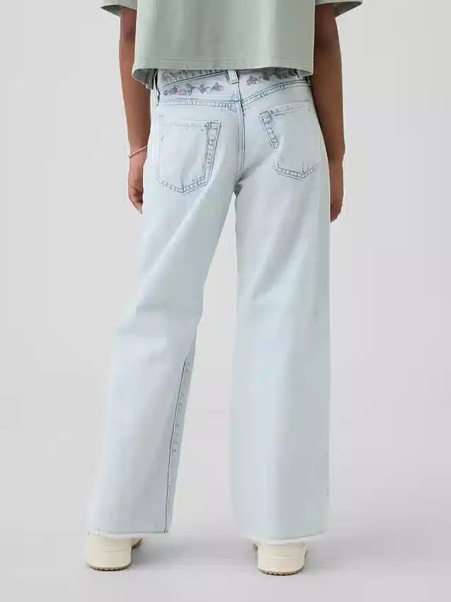 Jeans da bambino a vita bassa, gamba larga