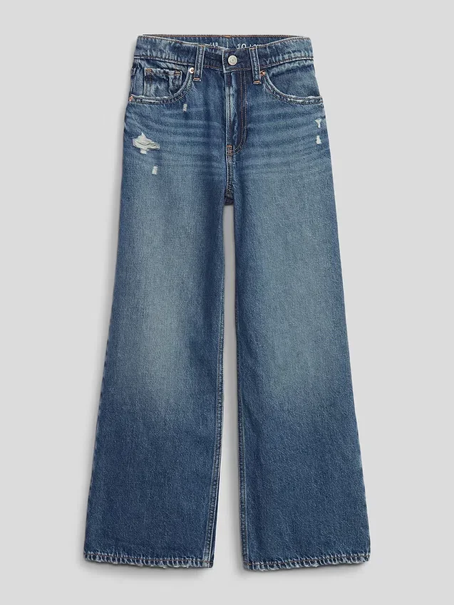 Jeans da bambino a vita bassa, gamba larga