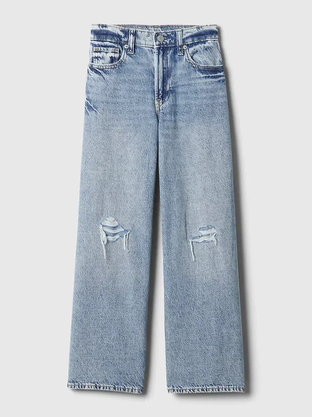 Jeans da bambino a vita bassa, gamba larga