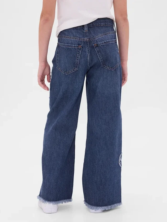 Jeans da bambino a vita bassa, gamba larga