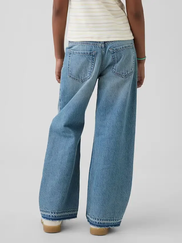 Jeans da bambino a vita bassa, gamba larga
