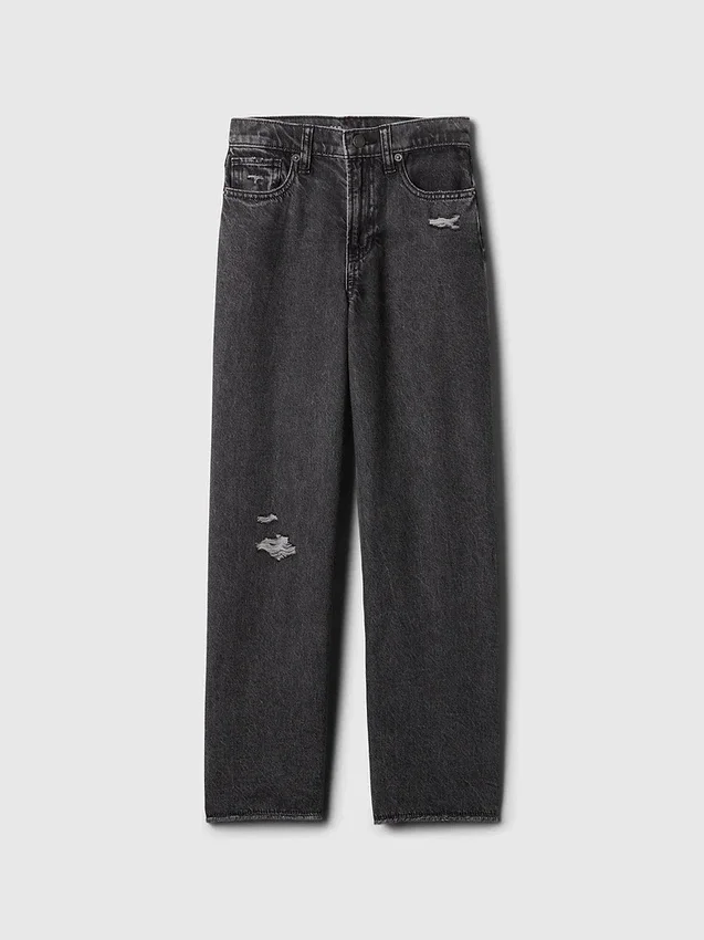 Jeans da bambino a vita bassa, gamba larga