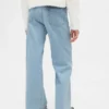 Jeans da bambino a vita bassa, gamba larga e strass
