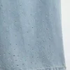 Jeans da bambino a vita bassa, gamba larga e strass