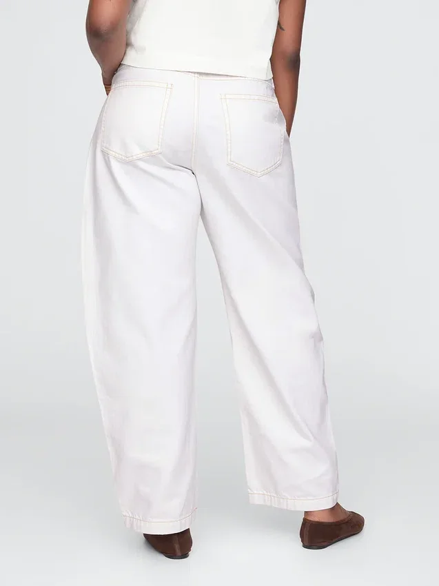 Jeans da carpentiere a vita alta e gamba larga