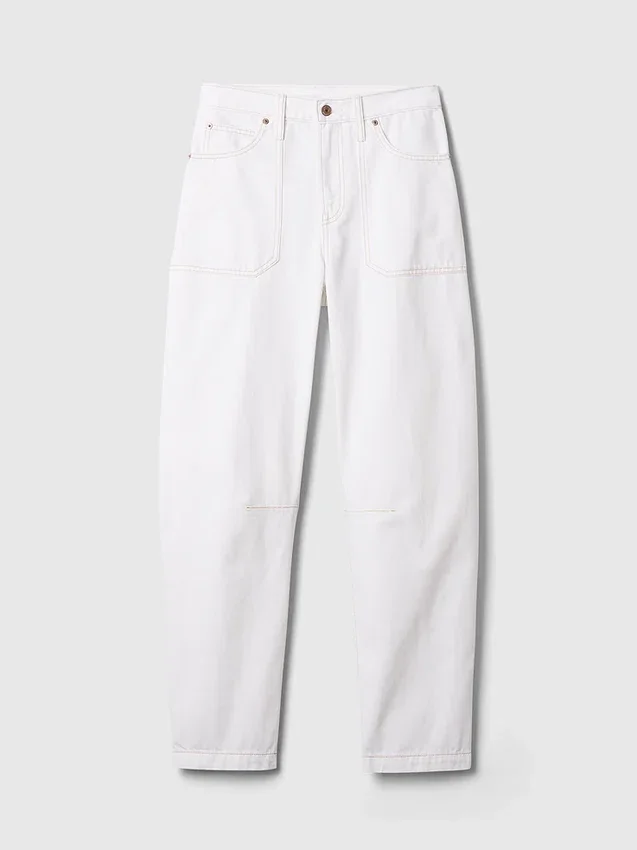 Jeans da carpentiere a vita alta e gamba larga