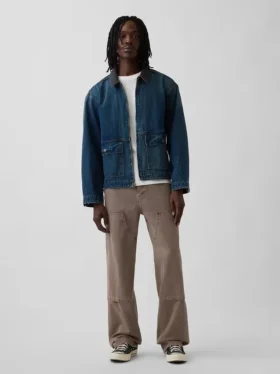 Jeans da carpentiere anni ’90 con doppio rinforzo sulle ginocchia e vestibilità ampia