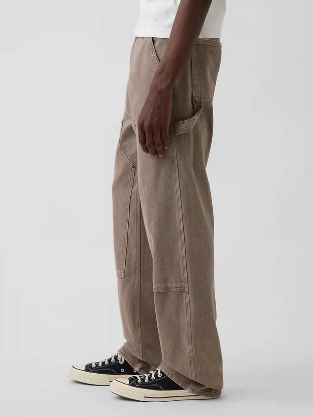 Jeans da carpentiere anni ’90 con doppio rinforzo sulle ginocchia e vestibilità ampia