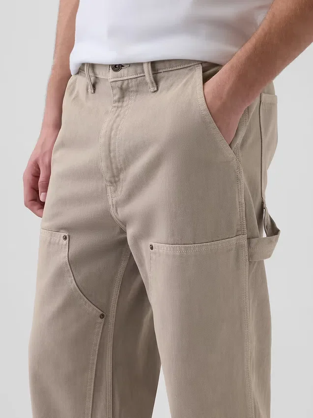 Jeans da carpentiere anni ’90 con doppio rinforzo sulle ginocchia e vestibilità ampia