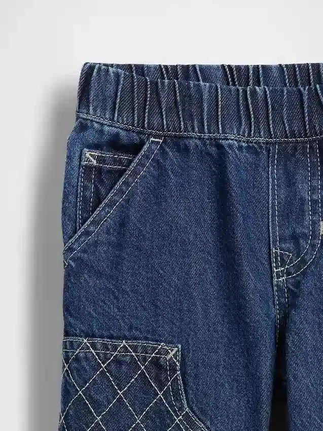 Jeans da carpentiere larghi a vita elastica per neonato & bebè