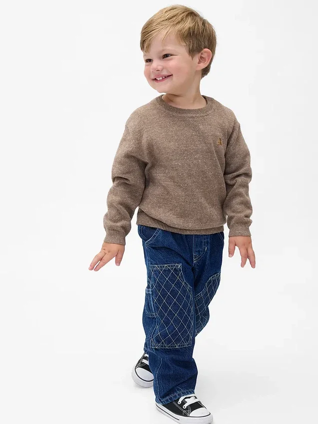 Jeans da carpentiere larghi a vita elastica per neonato & bebè