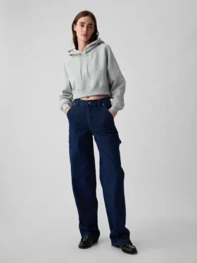 Jeans da carpentiere larghi a vita media in stile anni ’90
