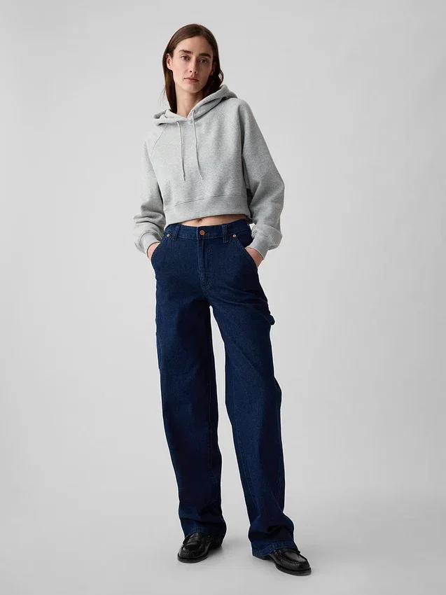 Jeans da carpentiere larghi a vita media in stile anni ’90