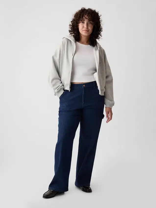 Jeans da carpentiere larghi a vita media in stile anni ’90