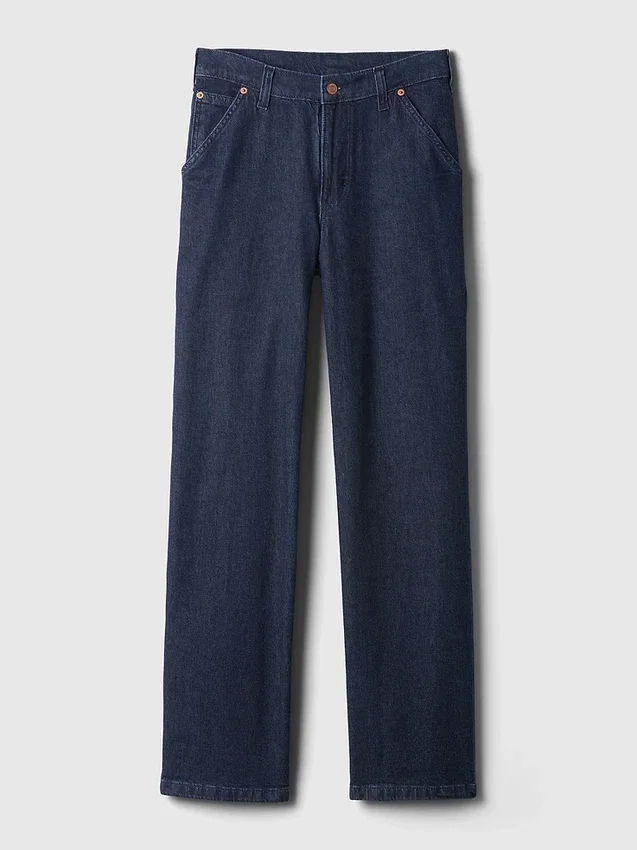 Jeans da carpentiere larghi a vita media in stile anni ’90