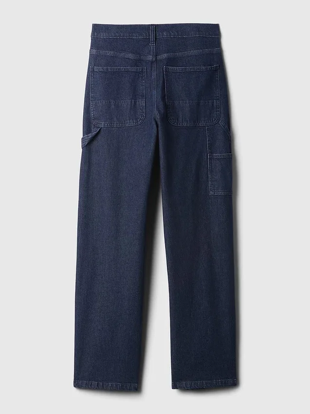 Jeans da carpentiere larghi a vita media in stile anni ’90