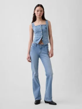Jeans da marinaio a vita bassa, lunghi e slim