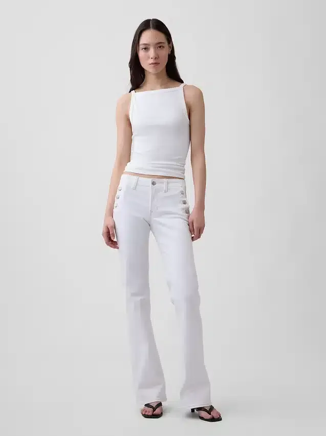 Jeans da marinaio a vita bassa, lunghi e slim