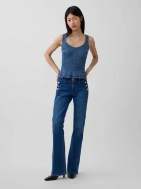 Jeans da marinaio a vita bassa, lunghi e slim