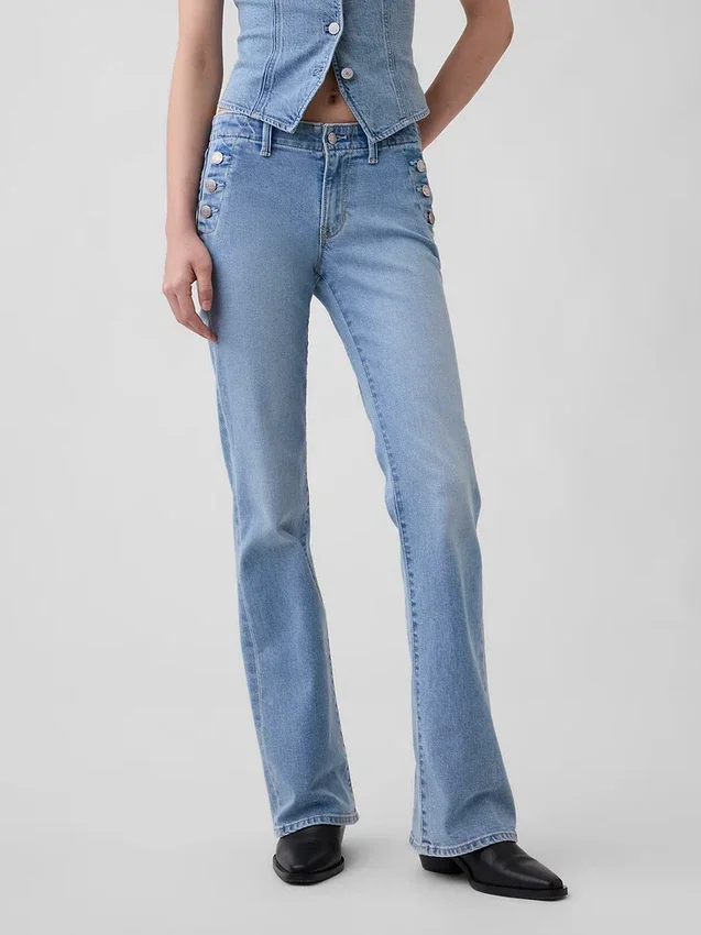 Jeans da marinaio a vita bassa, lunghi e slim
