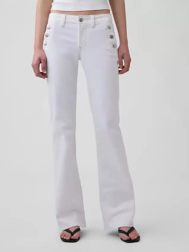 Jeans da marinaio a vita bassa, lunghi e slim
