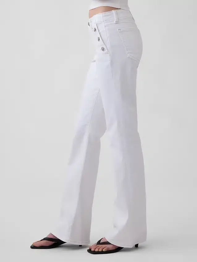 Jeans da marinaio a vita bassa, lunghi e slim
