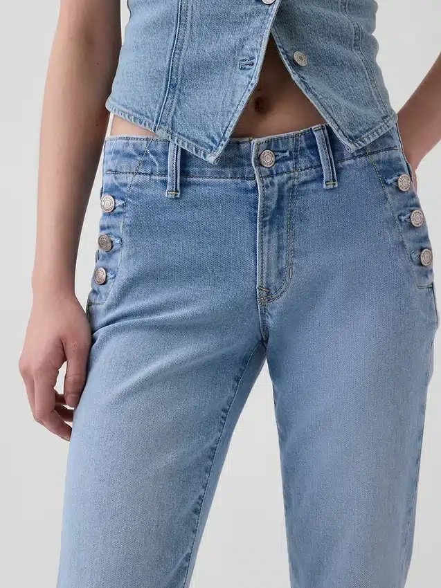 Jeans da marinaio a vita bassa, lunghi e slim