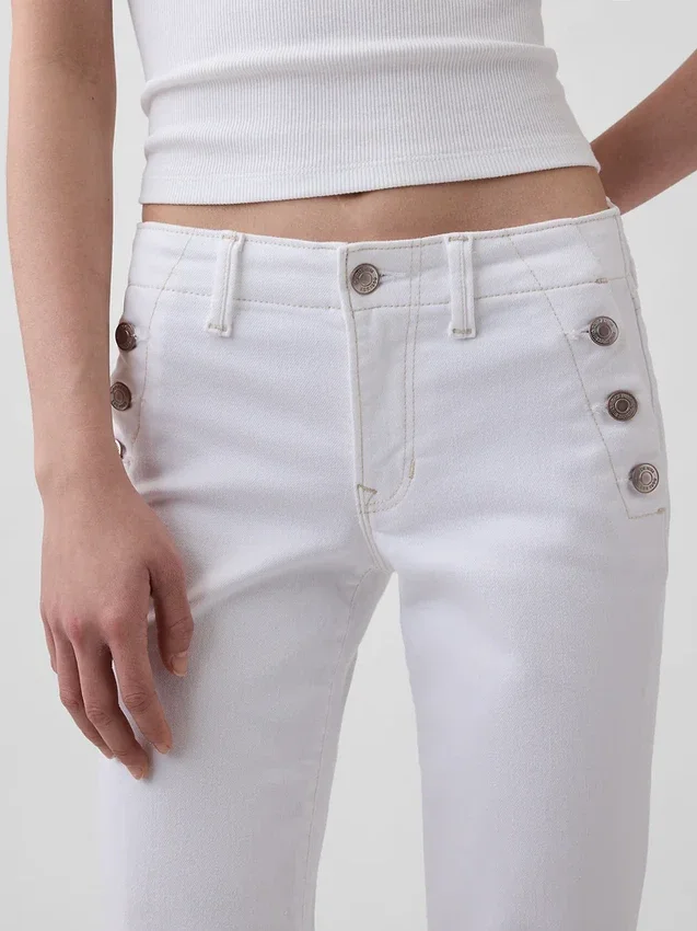Jeans da marinaio a vita bassa, lunghi e slim