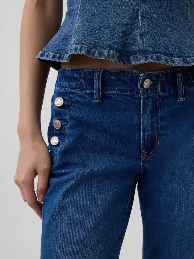 Jeans da marinaio a vita bassa, lunghi e slim