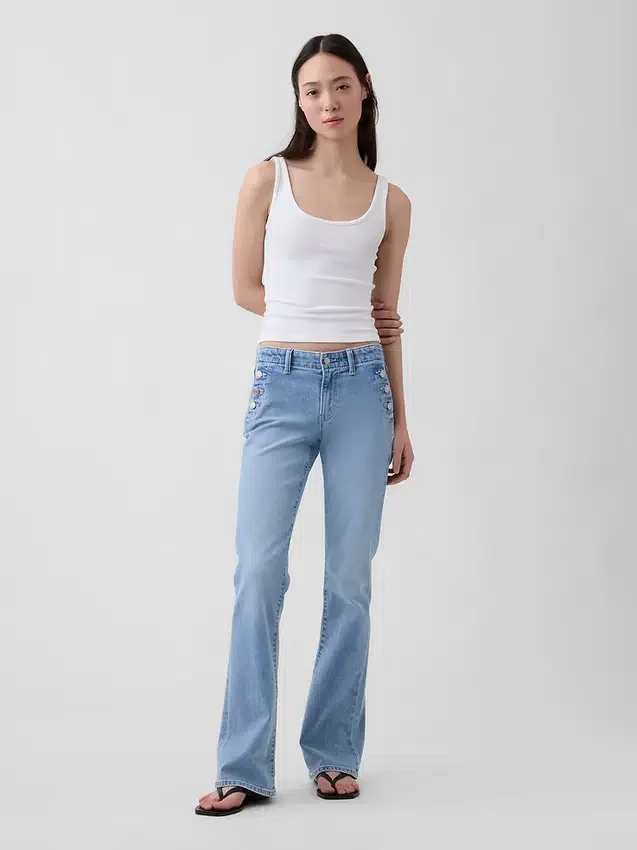 Jeans da marinaio a vita bassa, lunghi e slim