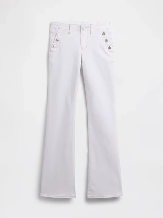 Jeans da marinaio a vita bassa, lunghi e slim
