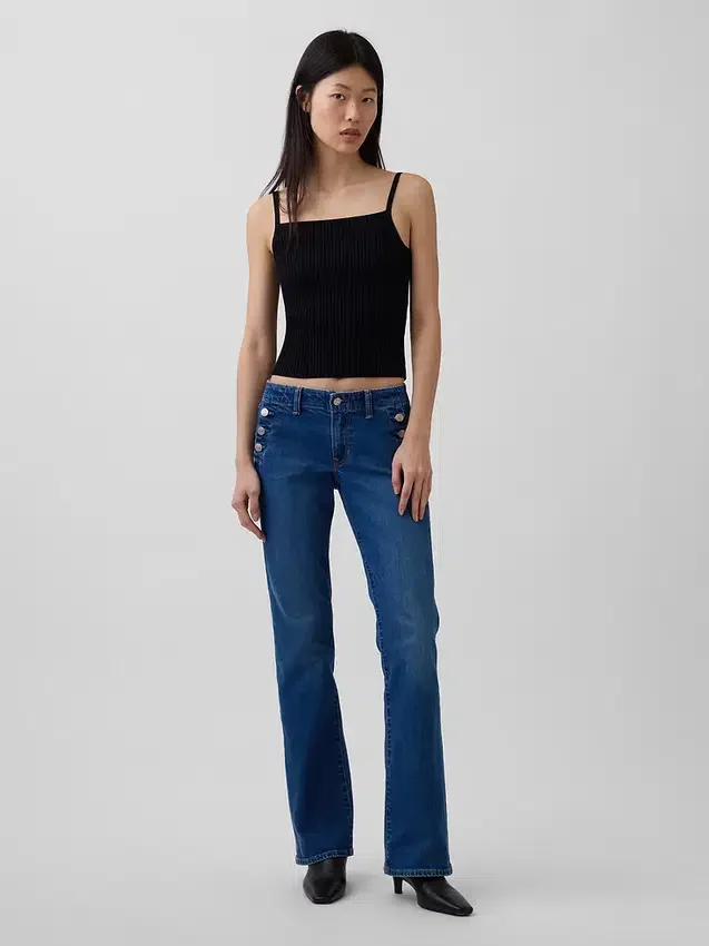 Jeans da marinaio a vita bassa, lunghi e slim