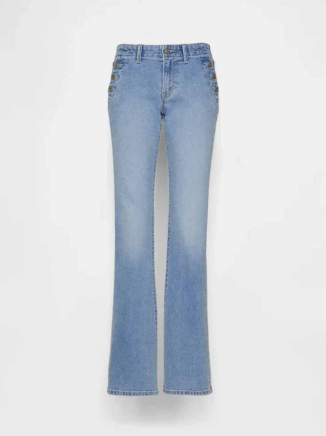 Jeans da marinaio a vita bassa, lunghi e slim