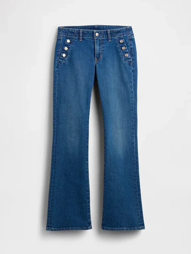 Jeans da marinaio a vita bassa, lunghi e slim