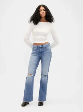 Jeans dritti dal taglio rilassato a vita media