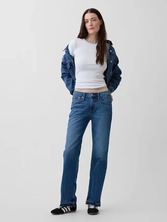 Jeans dritti dal taglio rilassato a vita media
