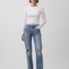 Jeans dritti dal taglio rilassato a vita media