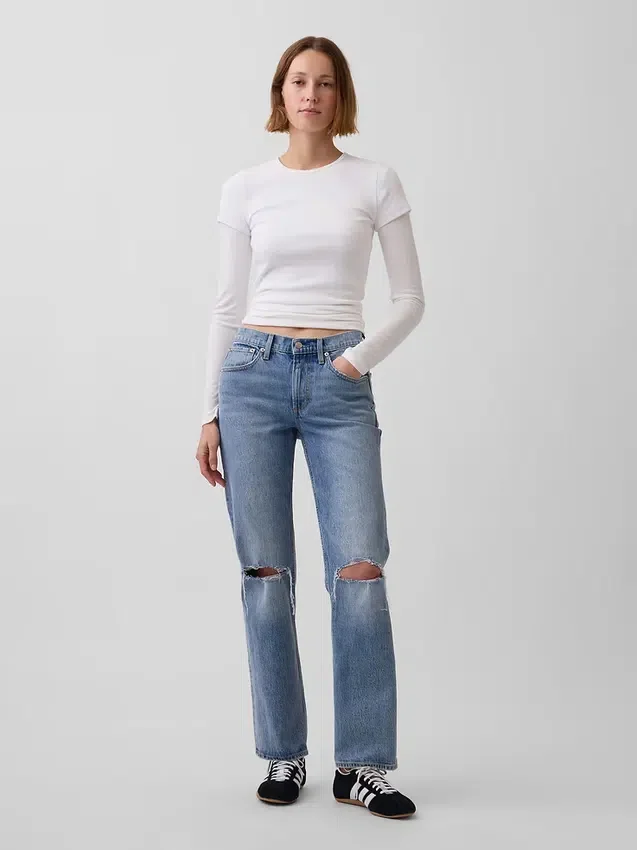 Jeans dritti dal taglio rilassato a vita media