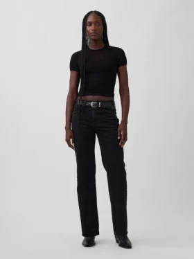 Jeans dritti dal taglio rilassato a vita media
