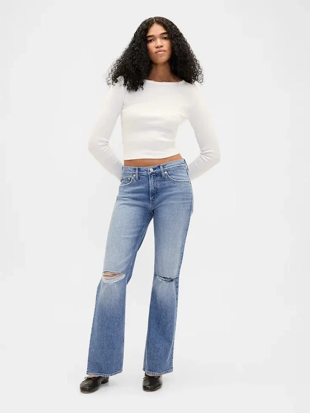 Jeans dritti dal taglio rilassato a vita media