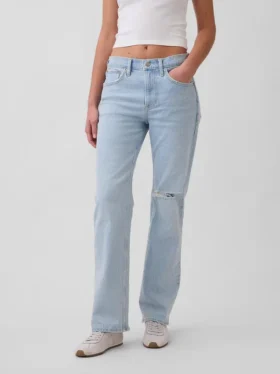 Jeans dritti dal taglio rilassato a vita media