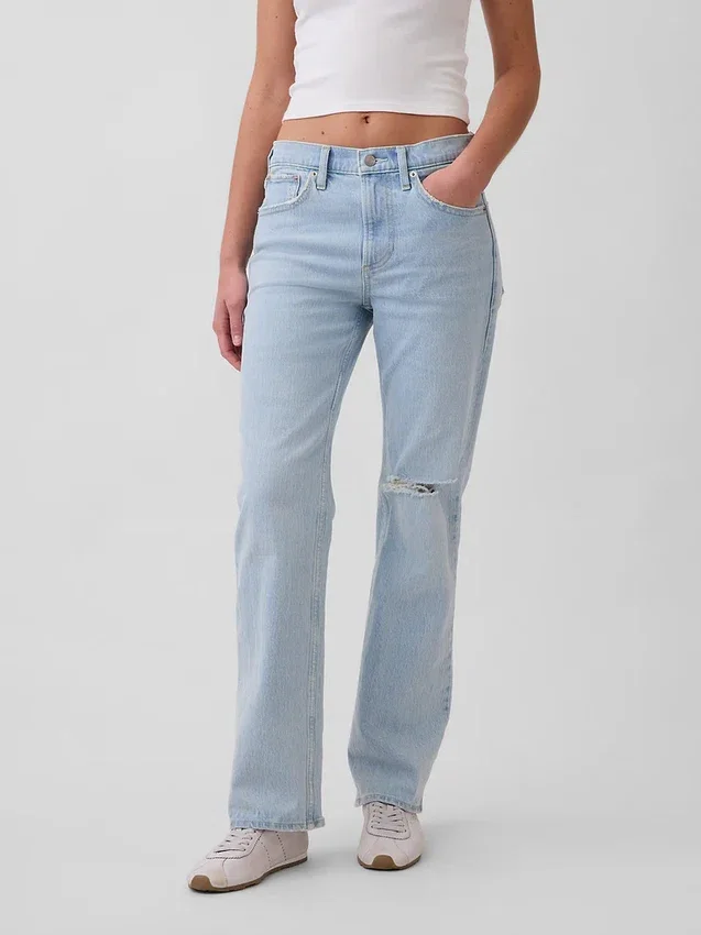 Jeans dritti dal taglio rilassato a vita media