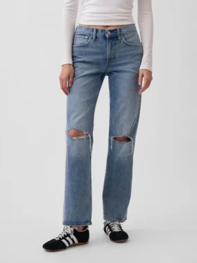 Jeans dritti dal taglio rilassato a vita media