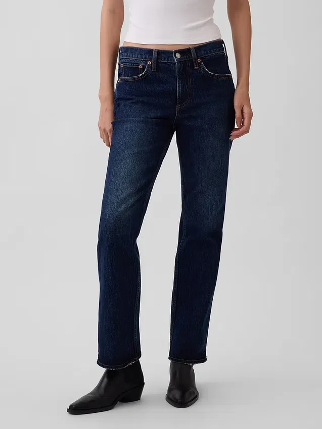 Jeans dritti dal taglio rilassato a vita media