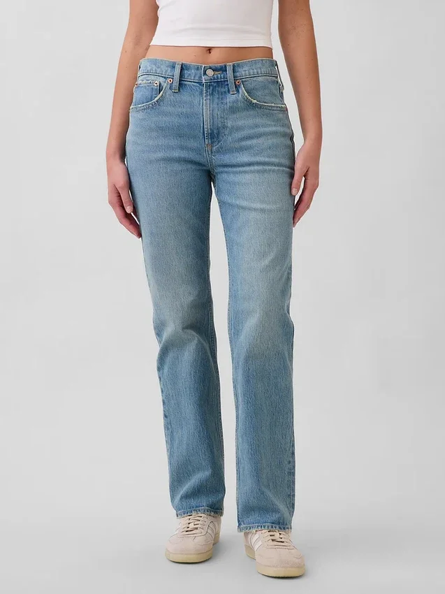 Jeans dritti dal taglio rilassato a vita media