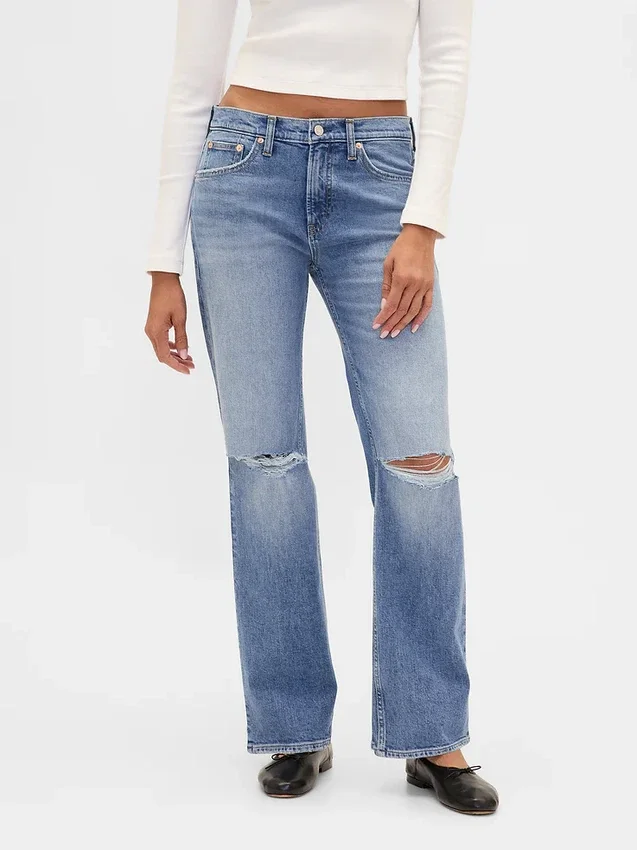 Jeans dritti dal taglio rilassato a vita media